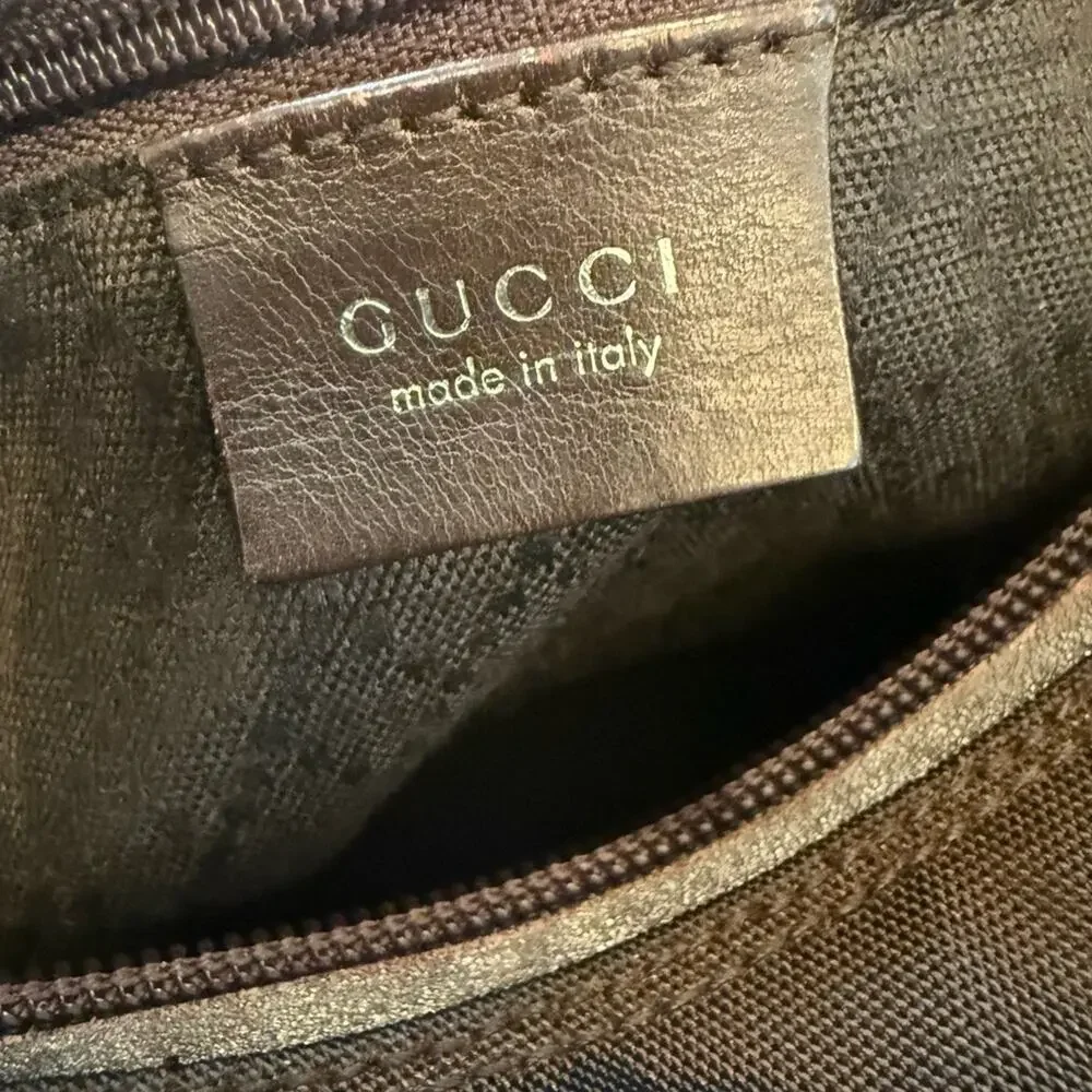 Gucci Vintage Chocolate Canvas & Leather Women's Shoulder Bag 00119558444